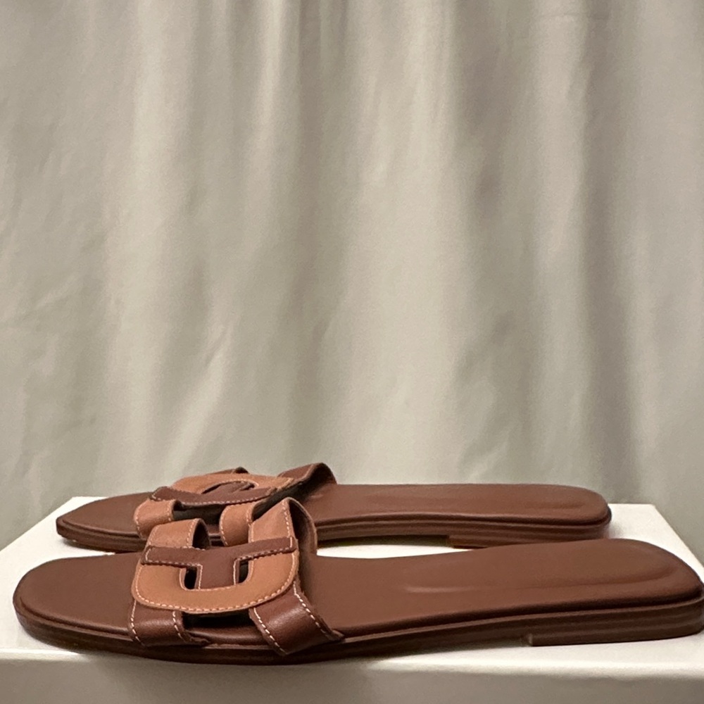 Cole Haan Tan Leather Slide Sandals
